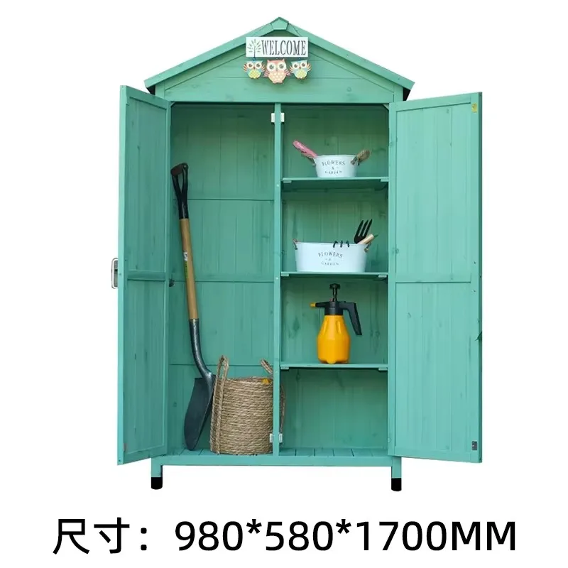 GZ-8 Storage Cabinet Outdoor Organizer Storage Cabinet Garden Balcony Wooden Courtyard Rainproof