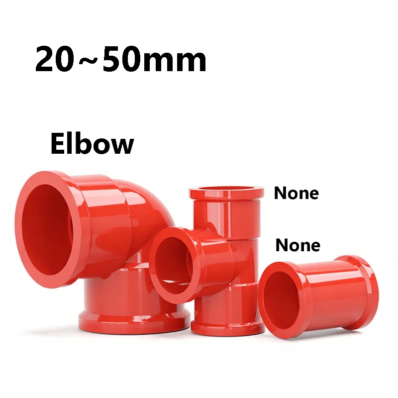 

Фитинги для труб из красного ПВХ диаметром 20-50 мм, 90 ° Локтевой разъем для домашнего DIY, орошения сада