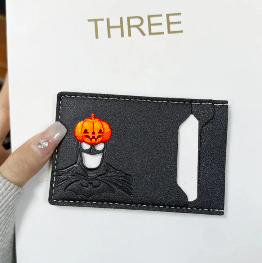 1 Leather Super Anime ID Card Holder Personalized Superhero Mask Card Case Gift