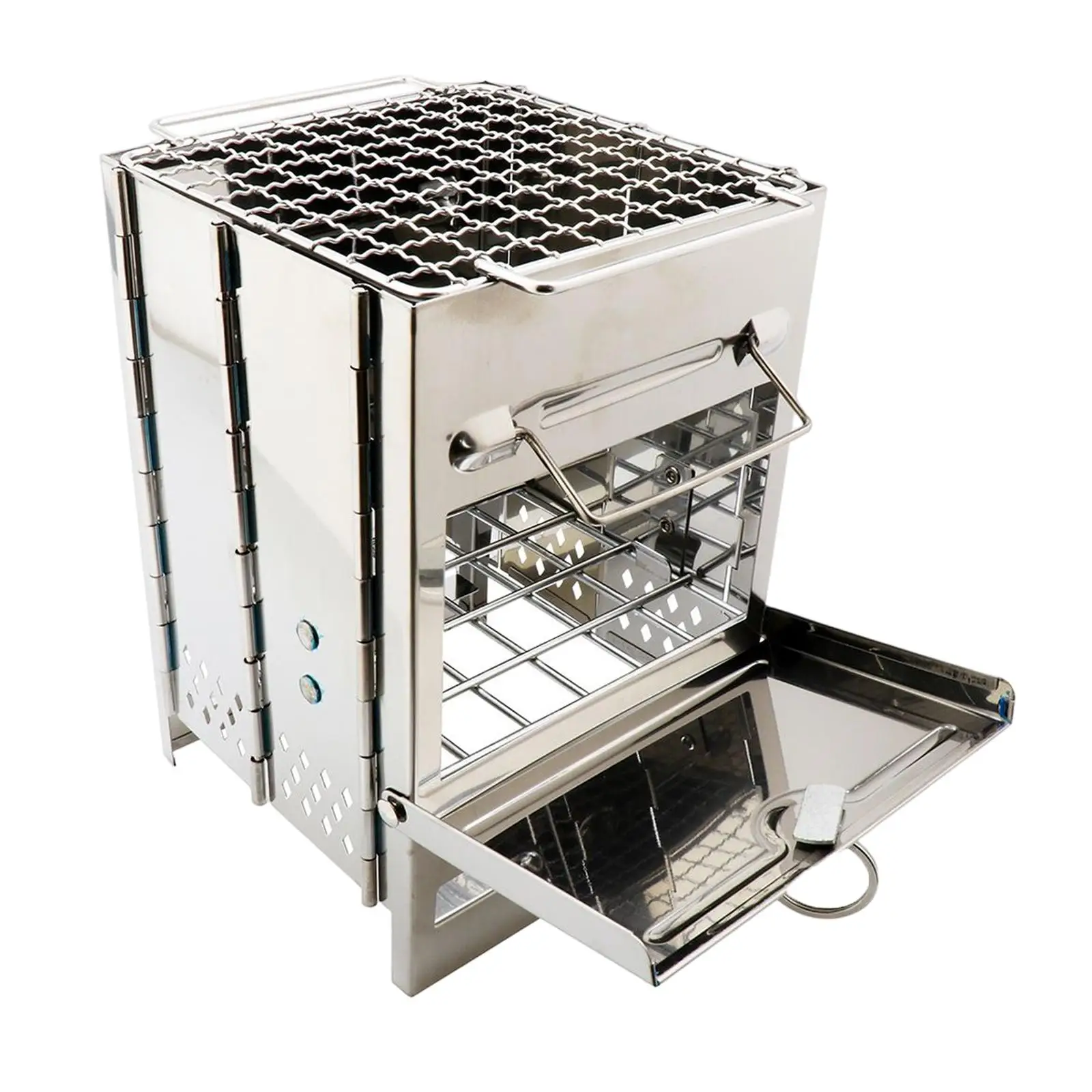 

Portable Fire Wood Camping Stove, Cooking Grill, Outdoor Folding Firewood