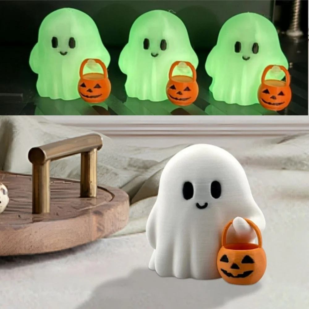 2026 Halloween-Dekoration Kleine Leuchtende Geisterfigur für Süßes oder Saures Schreibtischdekoration Gruselige Heimdekoration Einzigartiges Geschenk – Detail 1