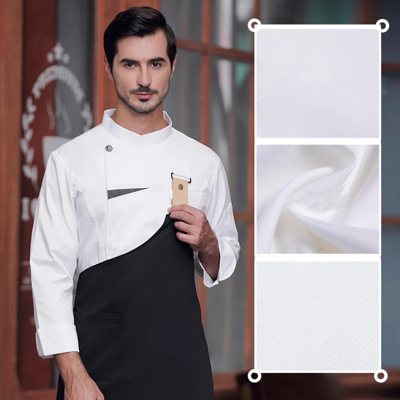 Conjunto de chaqueta y delantal de Chef para hombres y mujeres, uniforme de cocina profesional para restaurante, traje de cocina, ropa de trabajo para camarero y camarera