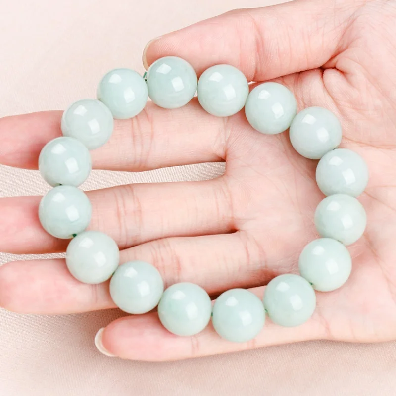 

Factory Direct Sales Natural Myanmar Female a Bean Color Jade Single Circle round Beads Bracelet Amazon Source