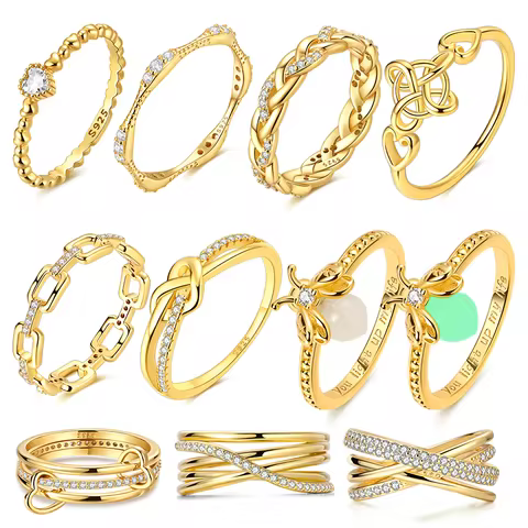 Original 925 Sterling Silver Rings For Women Golden Firefly Sunflower Crown Heart Sun Moon Ring Fine Jewelry