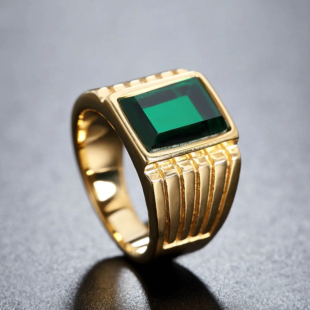 Punk Multicolor High Quality Large Stone Ring for Men Women Fashion Hip Hop Striped Stainless Steel Ring Biker Jewelry Wholesale - Image 2