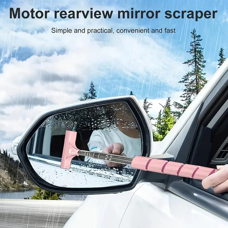 Stainless Steel Car Rearview Mirror Wiper Extendable Car Rearview Mirror Wiper Auto Glass Cleaning Tools Window Cleaning Brush