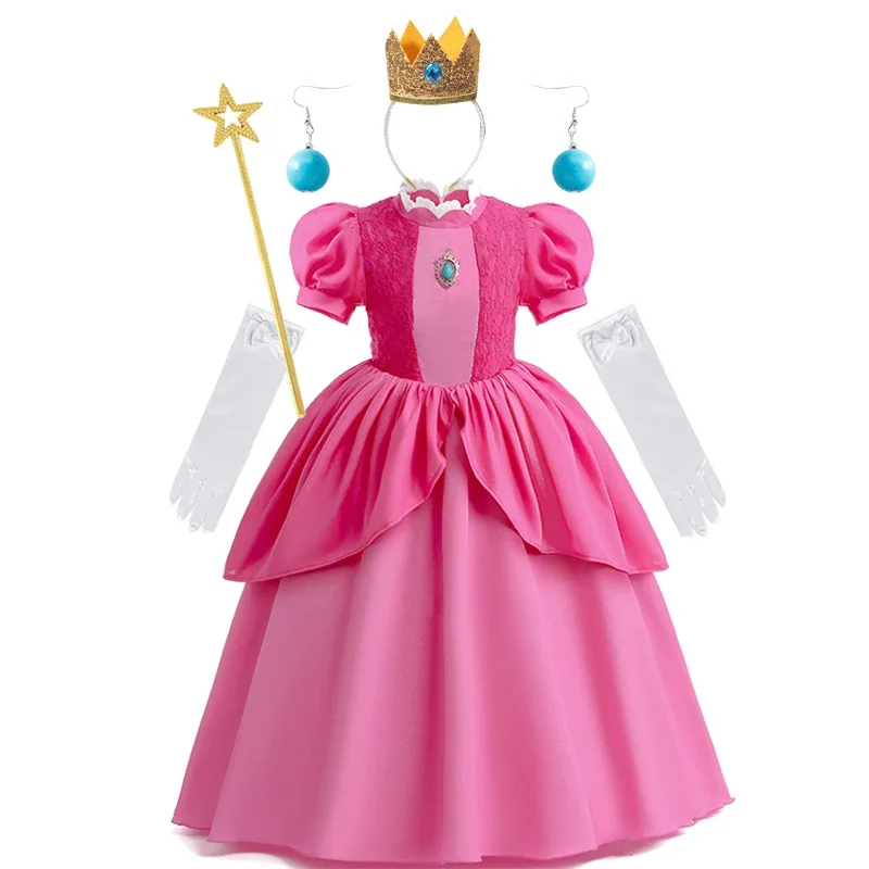 New baby girls Queen peach princess dress kids cosplay costume children Birthday Carnival party outfit performance clothes