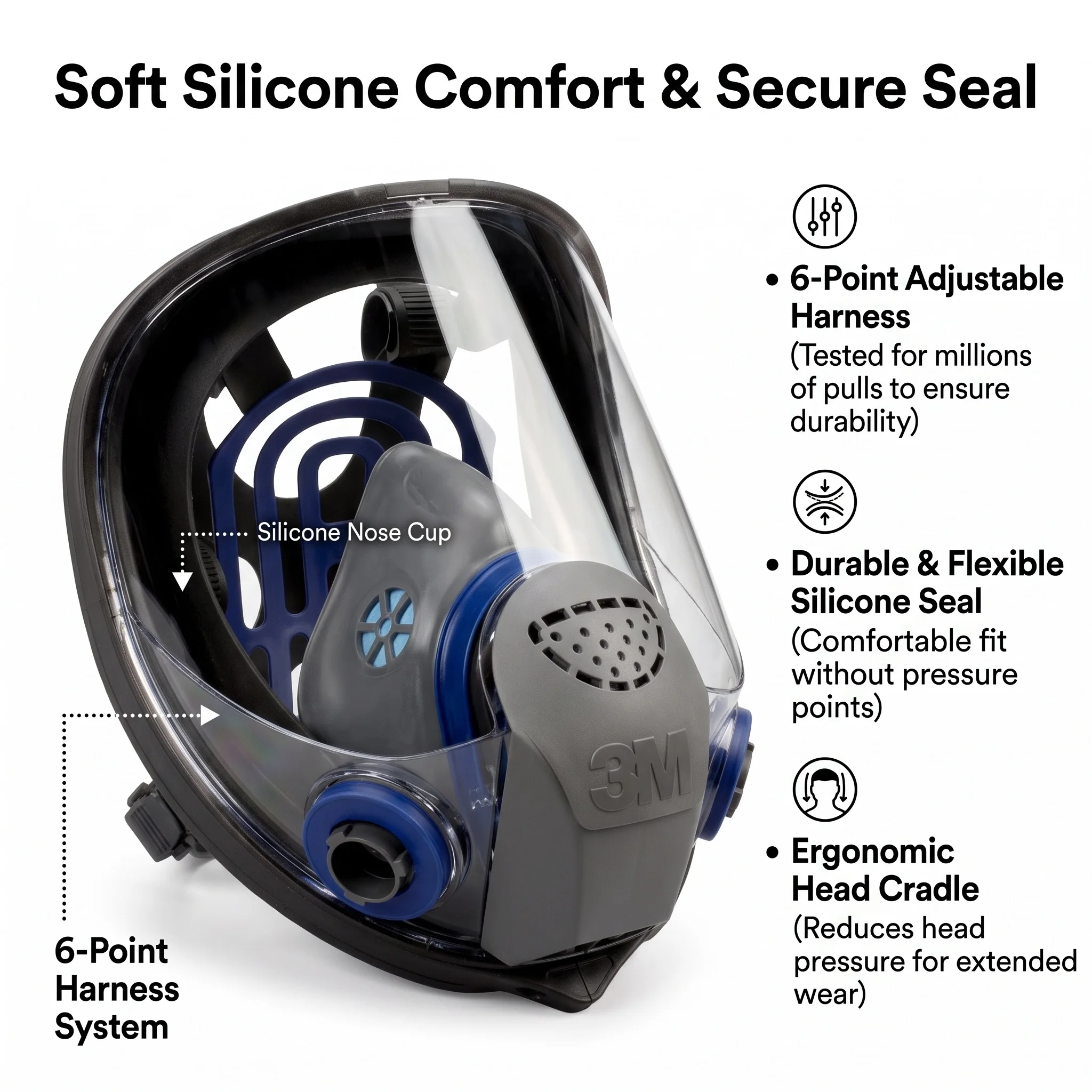 3M FF-402 Silicone Reusable Full Facepiece Respirator Gas Mask Chemical Safety Protective Equipment Dust Paint Spray Shield