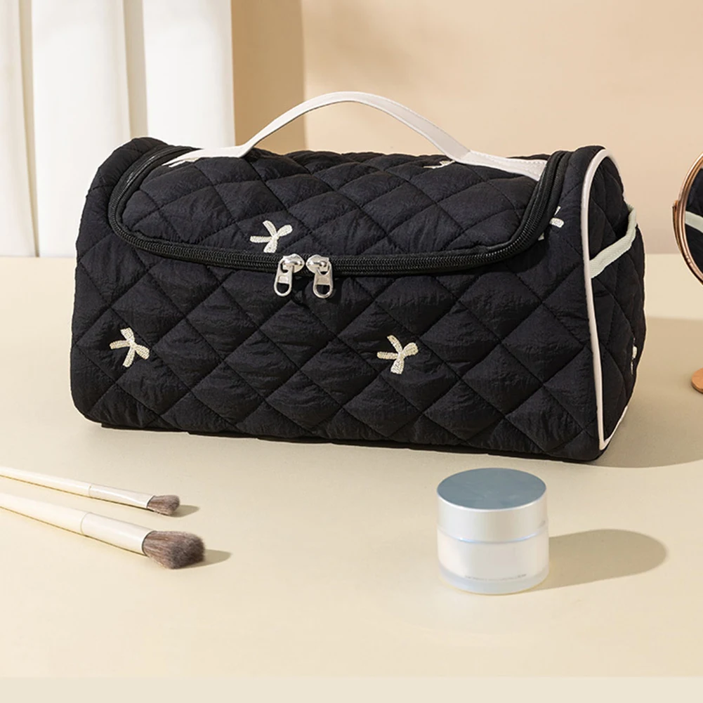 

Floral Printed Cosmetic Bag Wide Opening Travel Makeup Case Hair Dryer Storage Bag for Women Girls Daily Use