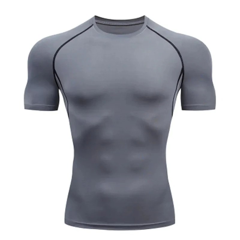 Compression T Shirt Men Summer Sportswear Running T-shirt Elastic Quick Dry Sport Tops Tee Athletic Gym Workout Shirts Men