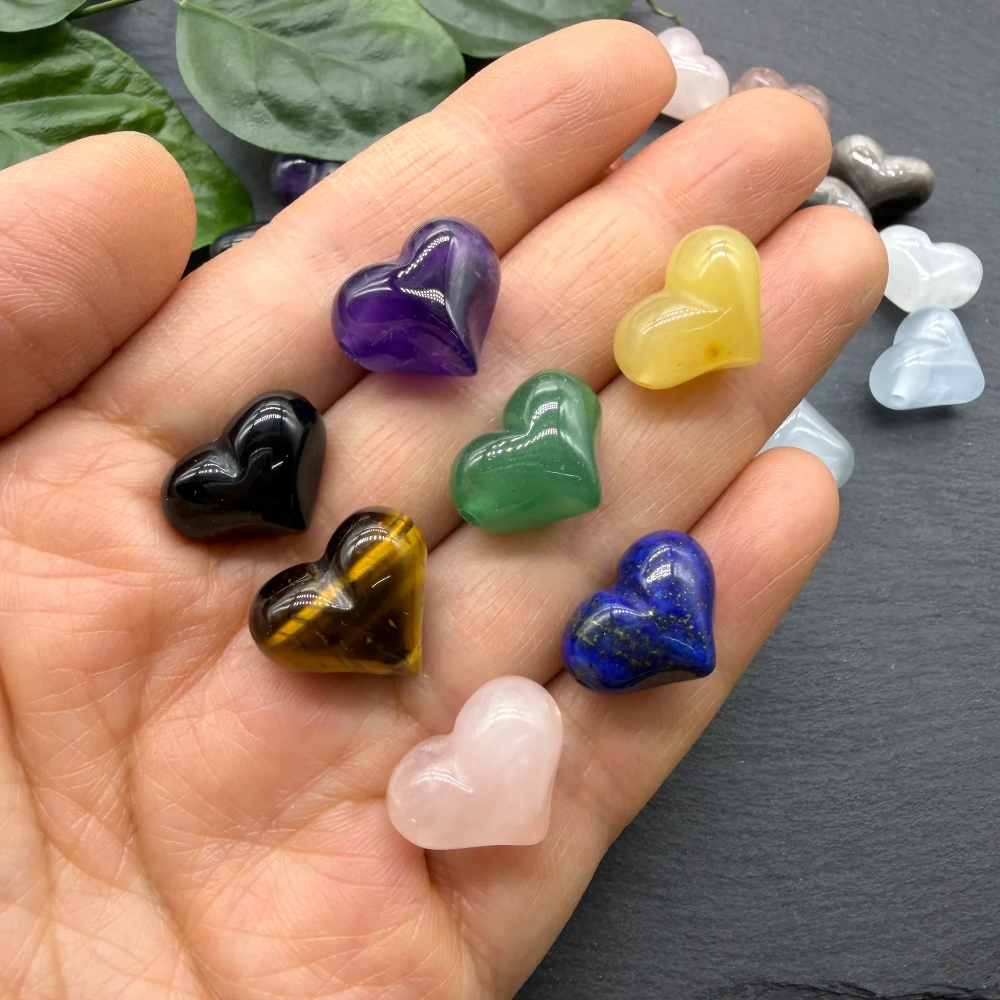 1pc Natural Stone Carved Heart Shape Jewelry Accessory Amethyst Pink Crystal Charms for Jewelry Making Diy