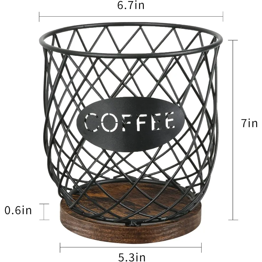 منظم حامل أكواب K بتصميم قوي لتخزين كبسولات القهوة الفعالة وسلة شبكية دائرية ذات سعة كبيرة مثالية للمطبخ