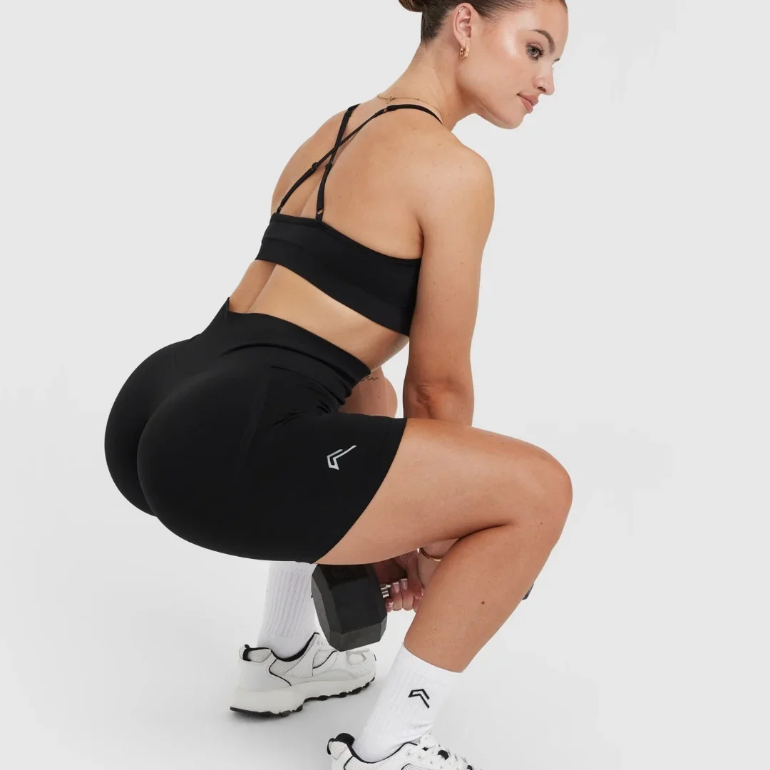 DyfneOneractive ارتفاع الخصر رفع قصيرة مرونة تنفس قطب بعقب الأزياء السراويل تشغيل السراويل الرياضية الملابس النسائية