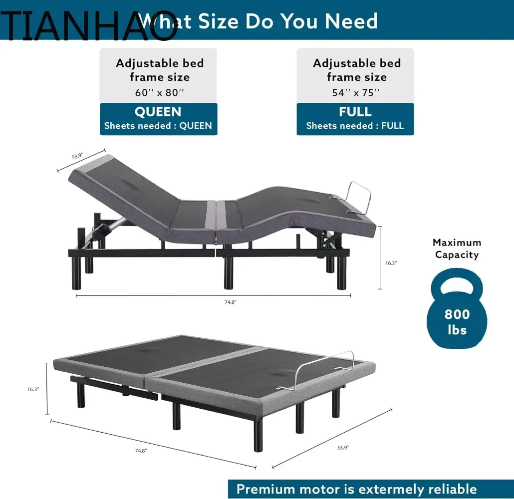 A  Home Pain Relieving IdealBase Adjustable Bed Frame Full, Massaging Zero Gravity Full/Twin-XL/Full/Queen/Split Kingoptional
