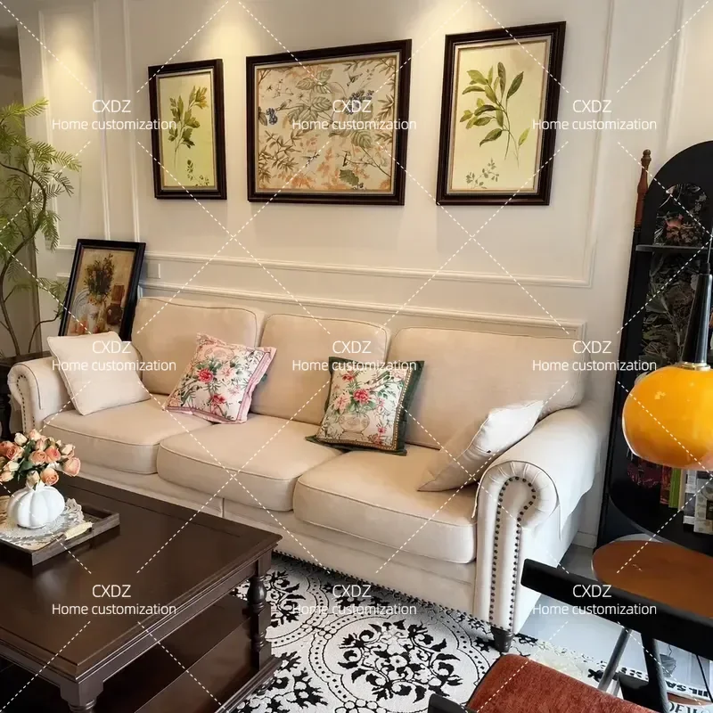 American country fabric sofa Nordic modern simple small apartment living room three people four people hotel apartment