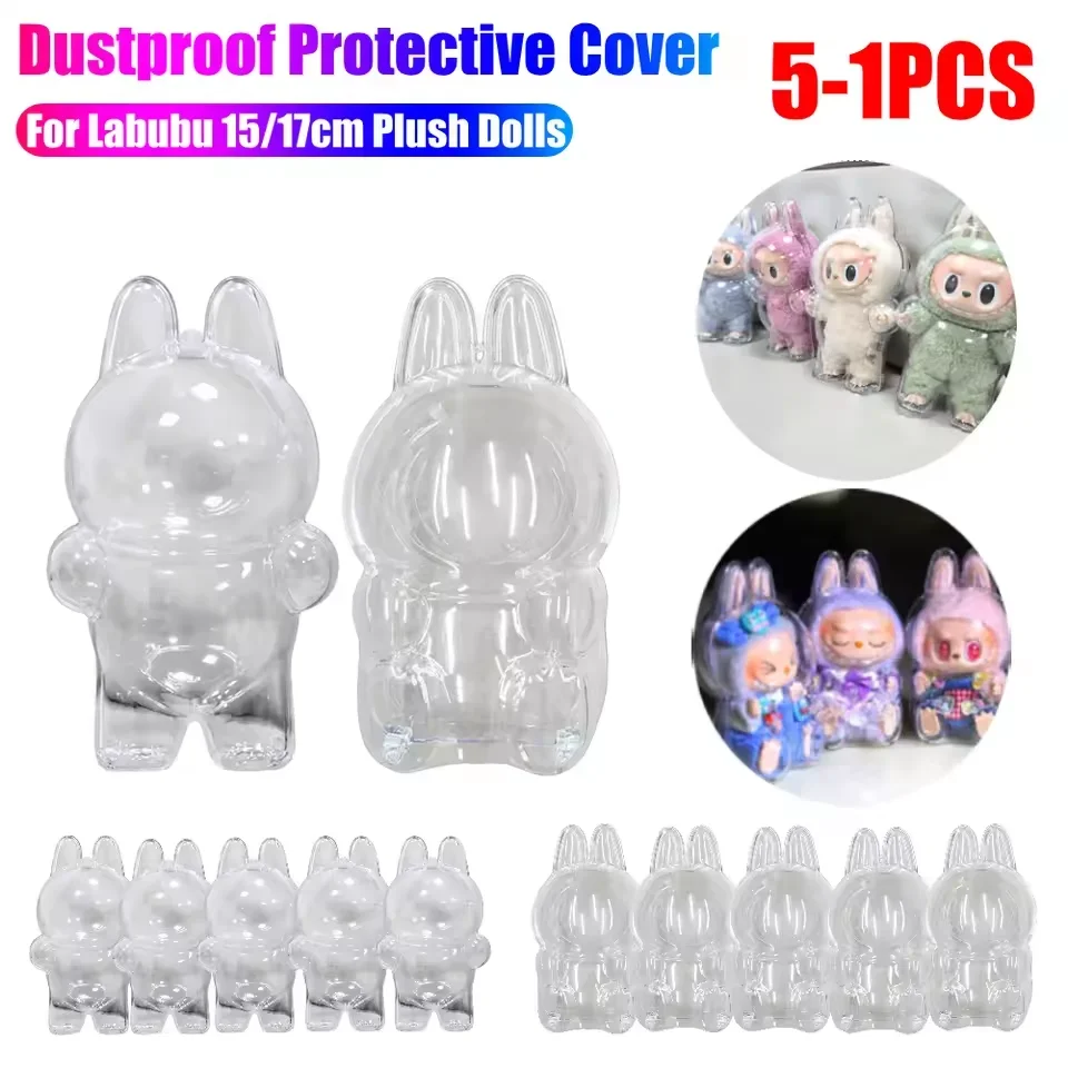 5-1 Uds PopMart Monster Labubu V1 V2 Sit Party carcasa protectora transparente muñeca protectora ropa traje accesorios para muñecas