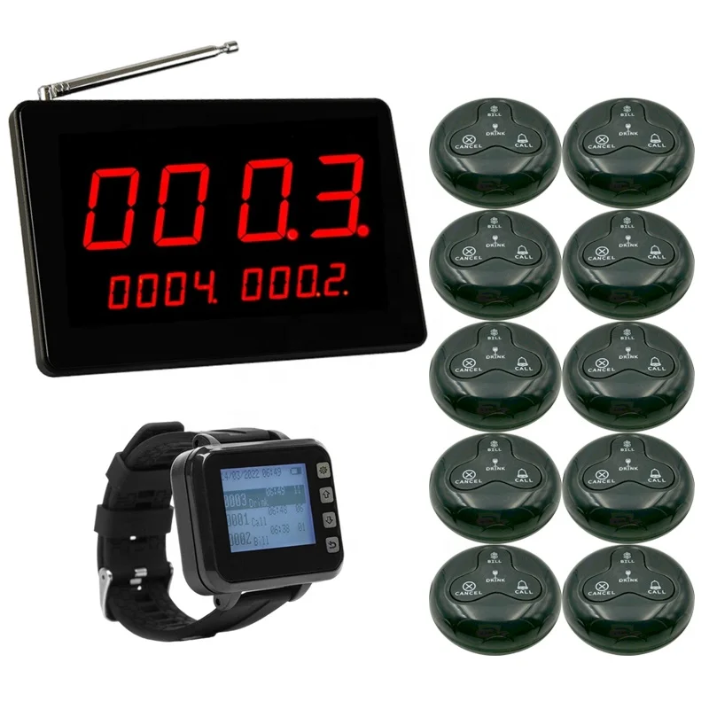 Top-rated 433 Pager Wireless Waiter Call Paging System Restaurant Table Buzzer Food Restaurant Coffee Shop Number Calling System
