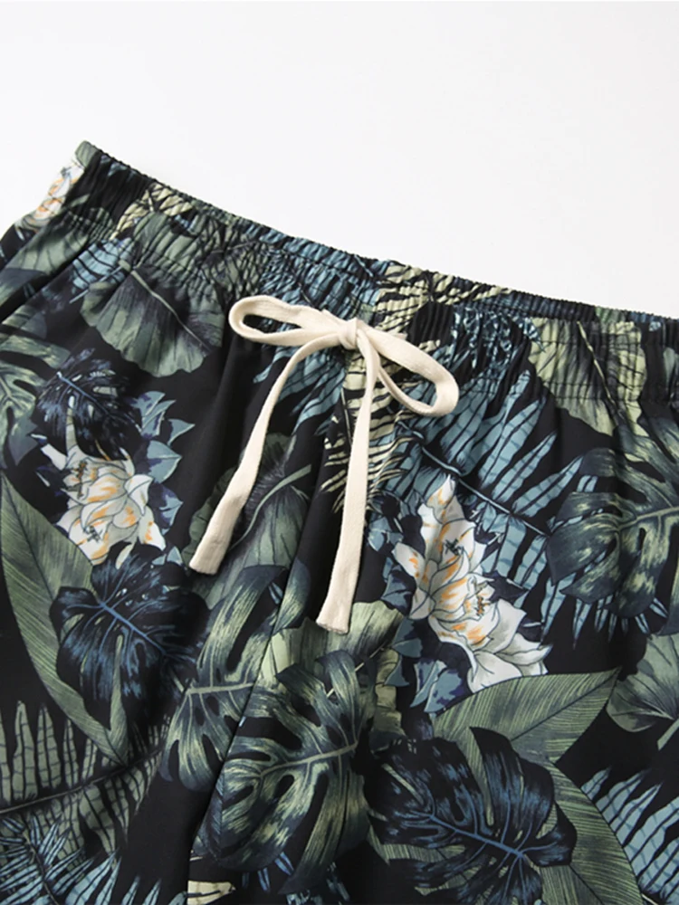 Paul Hawaii Pantaloni da spiaggia traspiranti in seta di ghiaccio Pantaloni da uomo a gamba dritta a cinque quarti per le vacanze Casual in fibra di poliestere