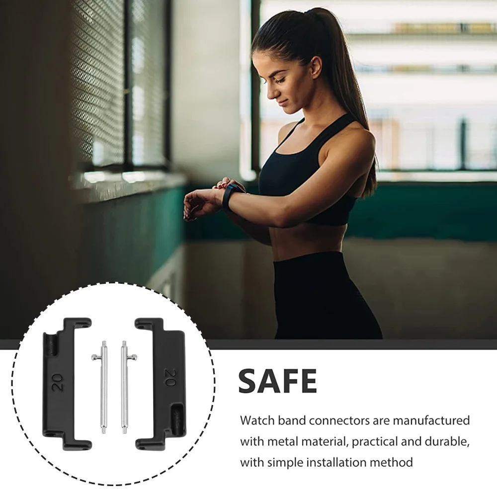 1 Paar schwarze Farbe Uhrenarmband-Adapter 20 bis 22 mm Metallmaterial Bandverbindungsadapter Uhrenarmband-Anschluss