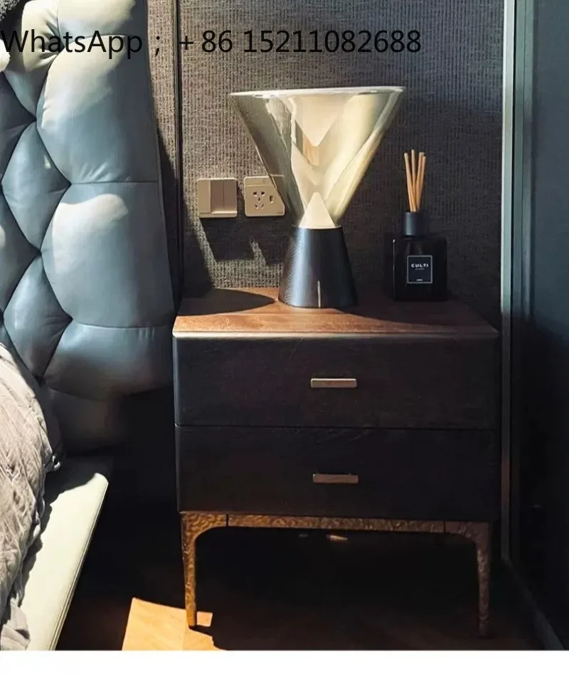 SCY premium simple wooden bedside table small apartment household bedroom storage cabinet retro bedside locker