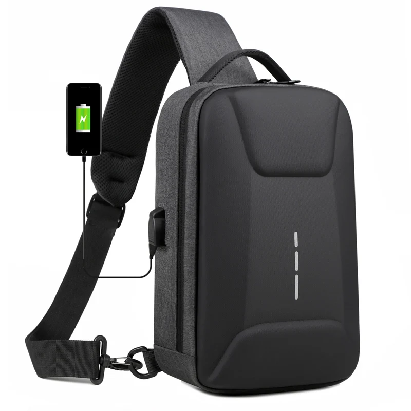 Waterproof Crossbody Bag Fashion Anti-theft Combination Lock Chest Packs With USB Charging Port Travel Storage Shoulder Bag Male