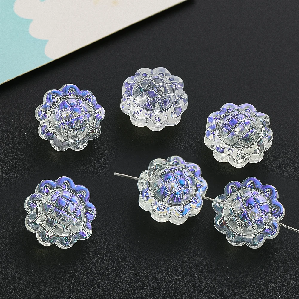 Clear Sunflower Glass Beads Lace Mesh Dome Design DIY Jewelry Making Jewelry and Aesthetic Decoration