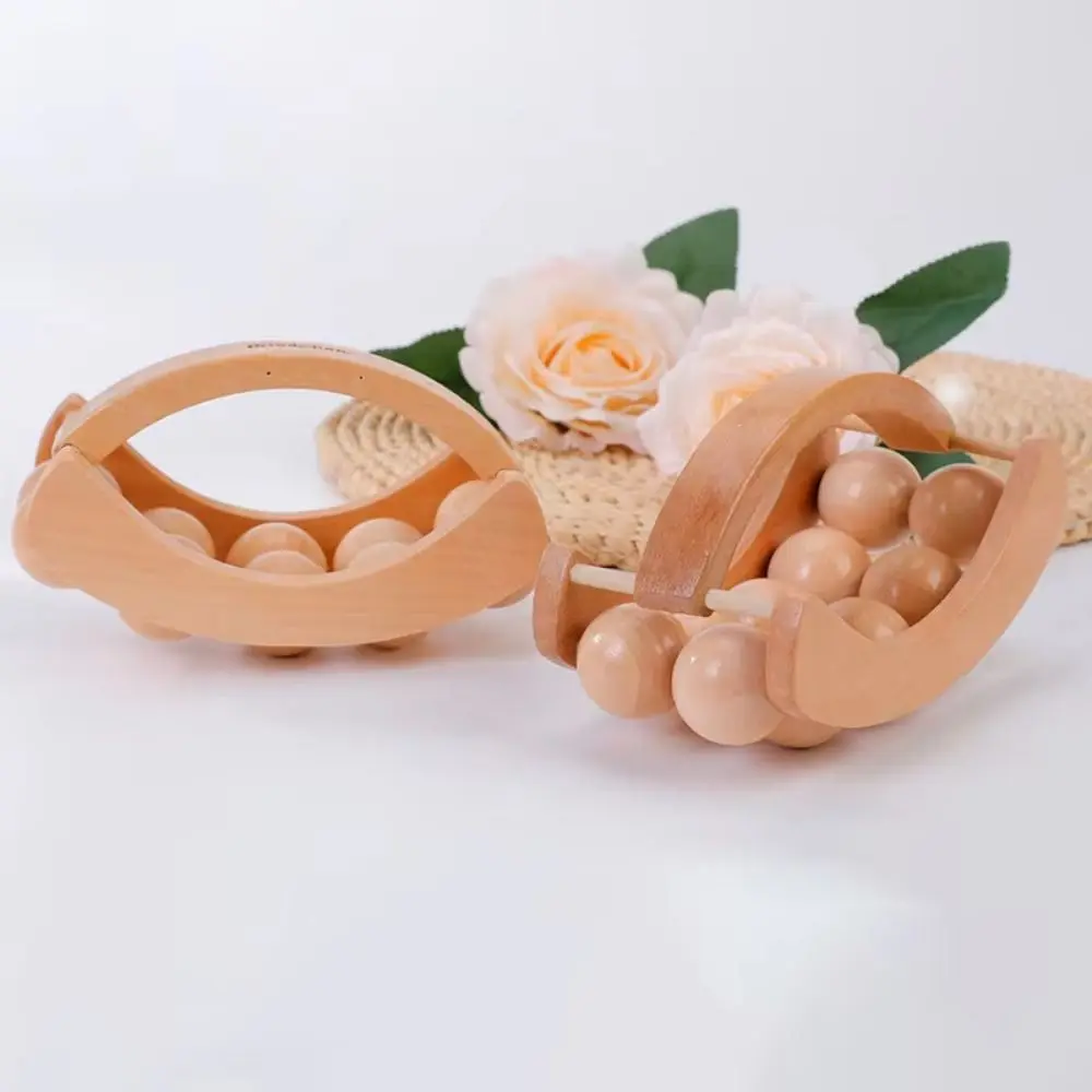 

Массажный ролик из натурального дерева, 10 шариков, деревянный лимфодренажный ролик, эргономичный ручной инструмент, лимфодренажный массажер