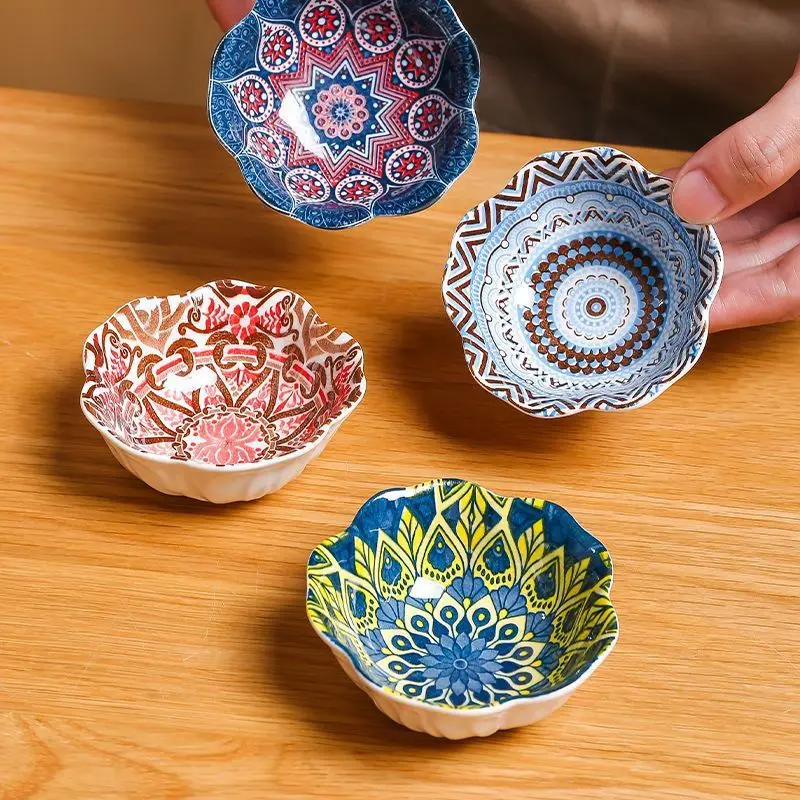 2023 New Household Ceramic Hand-painted Dipping Seasoning Plates, Hot Pot Seasoning Small Plates, Hot Pot Oil Plates Creative