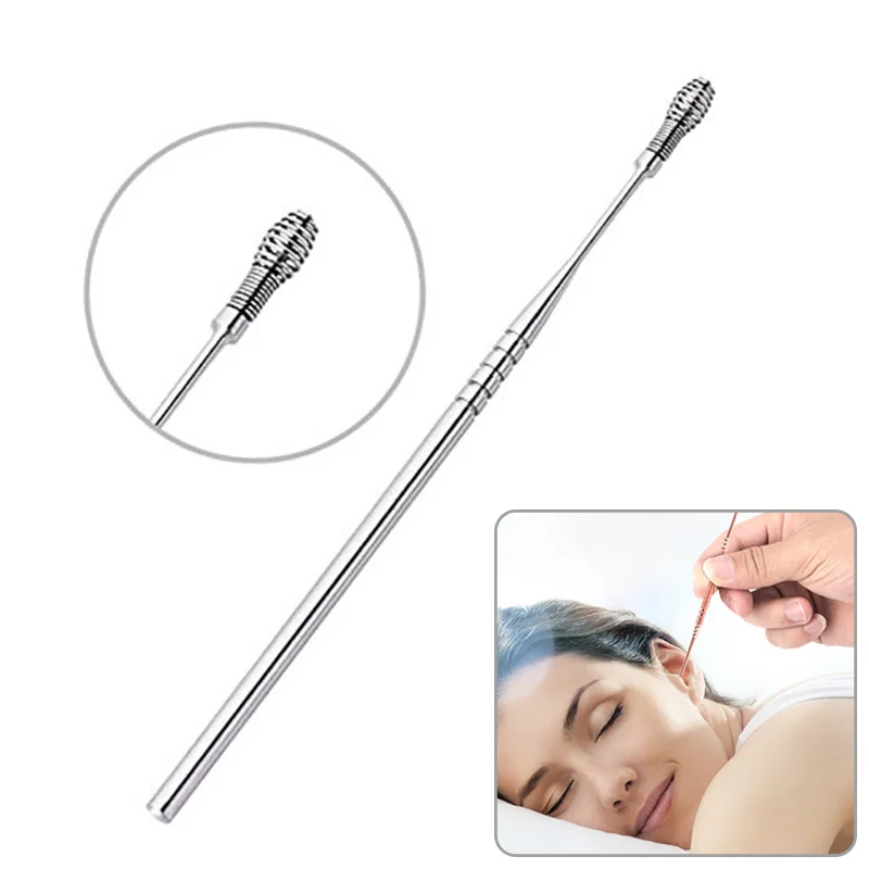 1/3/5PCS Stainless Steel Spiral Massage Ear Pick Spiral Ear Wax Remover Ear Canal Cleaner Stainless Steel Flexible Design Ear