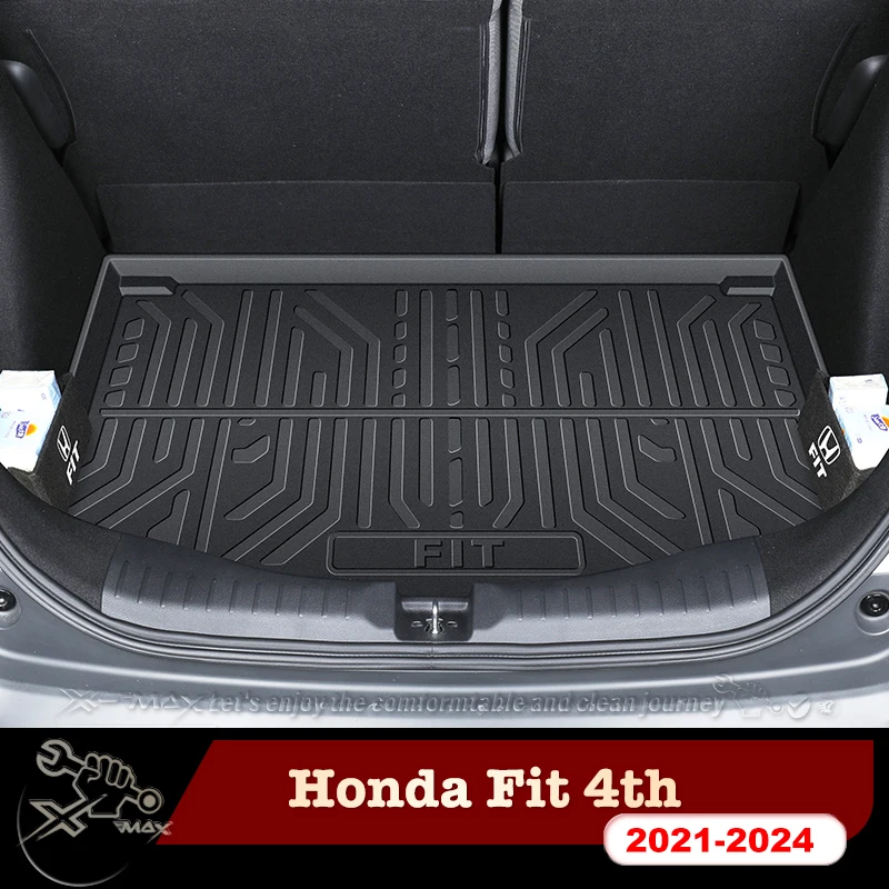 For Honda Fit 4th 2th 2008-2024 Custom Fit Car Trunk Mat All Season Black Cargo Mat 3D Shaped Laser Measured Trunk Liners