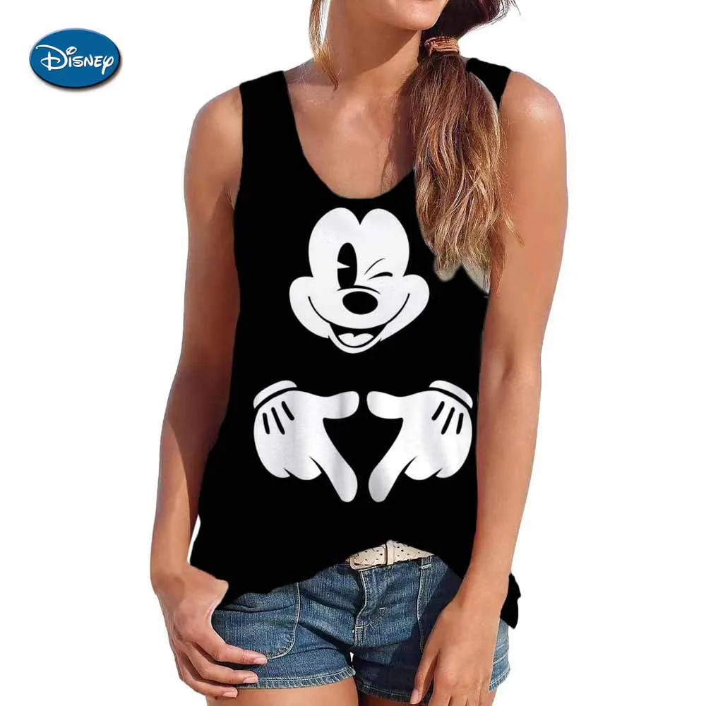 2024 New Style vest For Women Disney Mickey Mouse Print Female Oversized vest top Summer Women Clothing Sleeveless Fashion