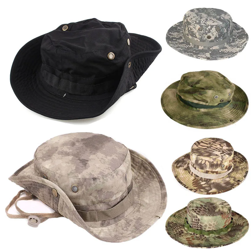 

Tactical Airsoft Sniper Camouflage Bucket Boonie Hat Nepalese Cap SWAT Panama Hiking Multicam Man Sun Cap