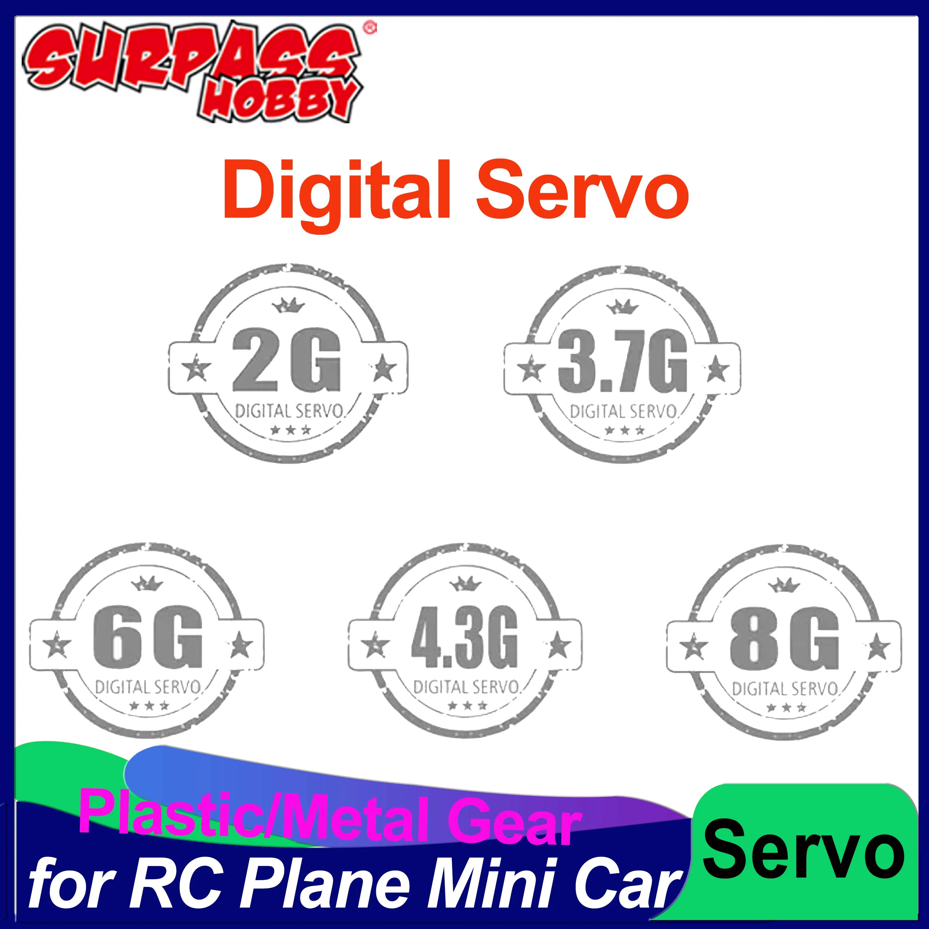 OVERTREFFEN HOBBY 2g 3.7g 4.3g 6g 8g Digitale Servo Plastic Metal Gear voor RC Vliegtuig Vaste vleugel Helikopter Drone Mini Auto Boot Robot