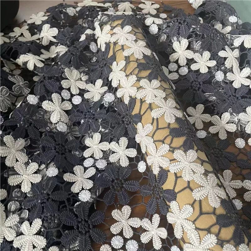 L100XW120CM Lace Fabric Colorful Floral Hollow Out Heavy Embroidery Elegant for Dress Qipao Autumn Winter DIY Accessories