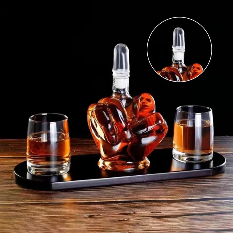 Finger Shape Whiskey Vodka Sake Decanter  Middle Finger Design Liquor Scotch Bourbon Alcohol Bottle Unique Bar Party Decor Gift