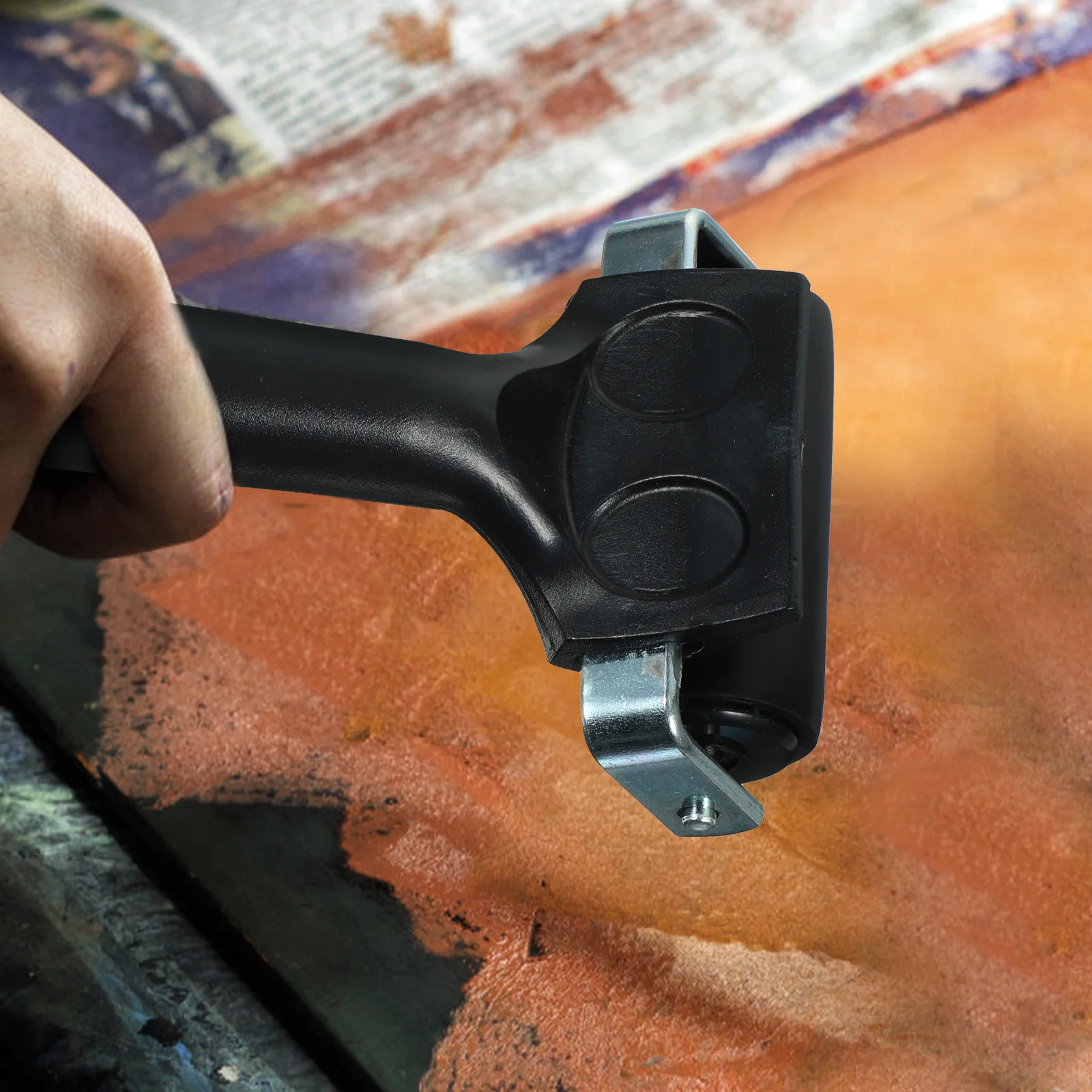 أسطوانة حبر الزيت معدنية مقاس 15 × 6 سم لطباعة الختم وتوزيع الحبر السلس وسهلة التنظيف ومقبض متين #6