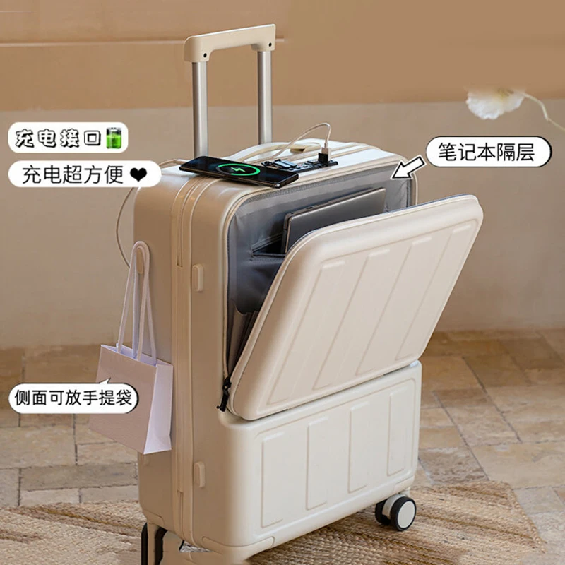 Charging suitcase 2023 new female small lightweight multifunctional travel pull-rod box password suitcase male