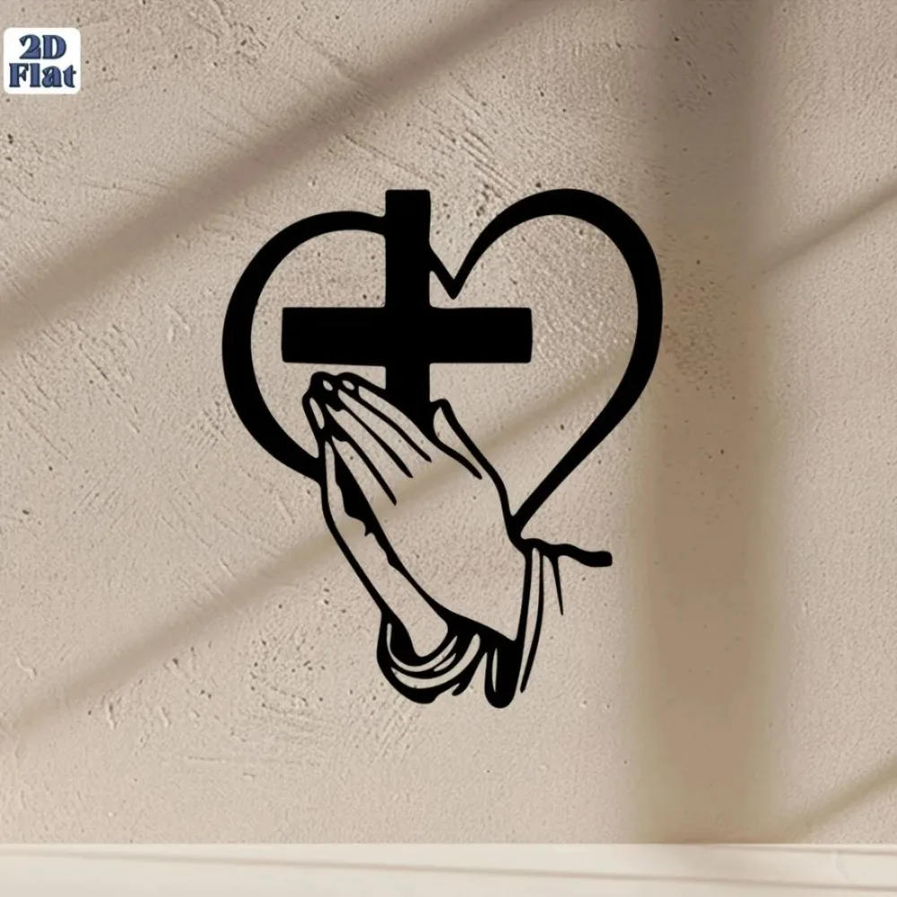 Religious Metal Wall Art Spiritual Cross Heart Easter Black Friday Gift