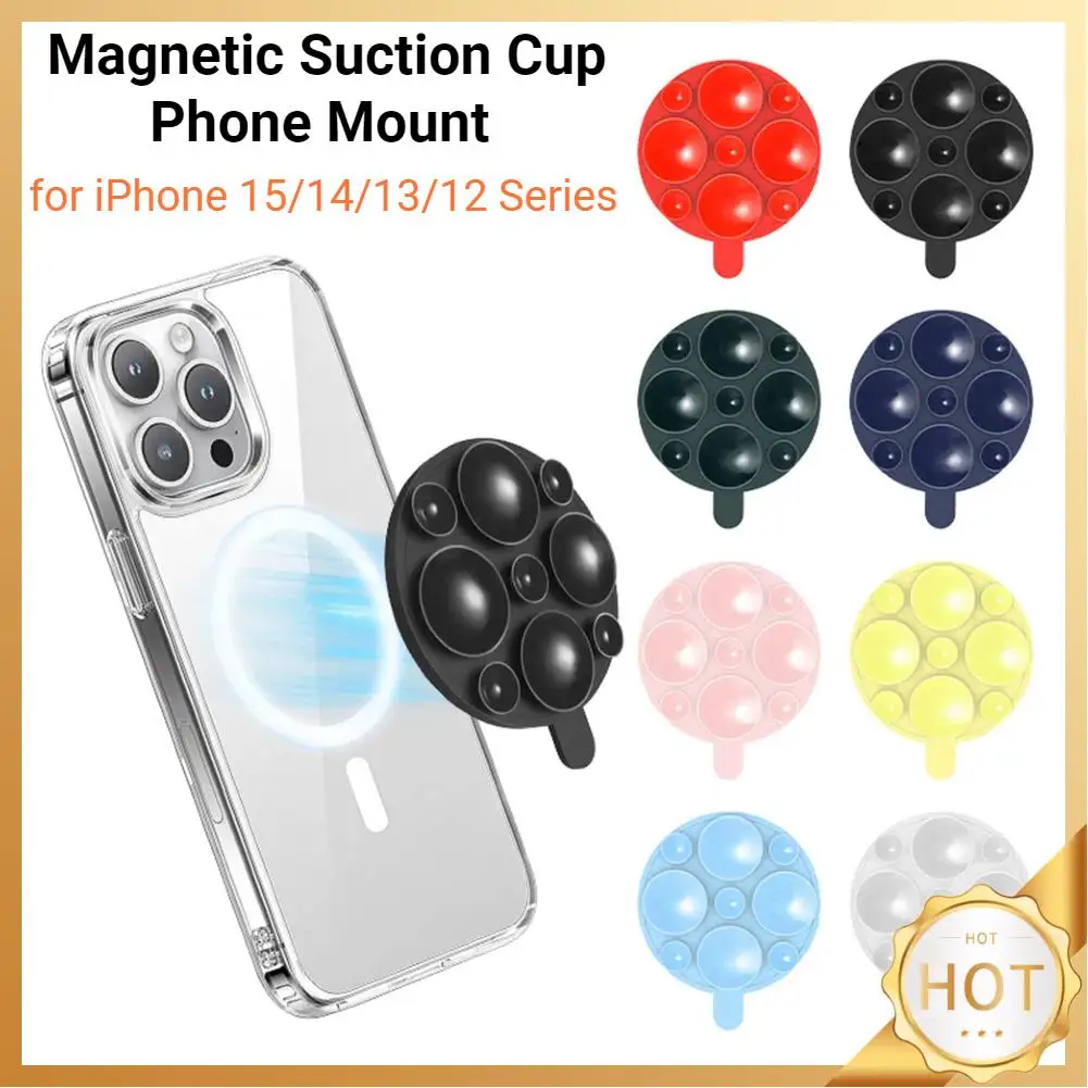 Magnetic Suction Cup Phone Mount Silicone Suction Phone Case Stand Mirror Shower Phone Holder for TikTok Videos and Selfies