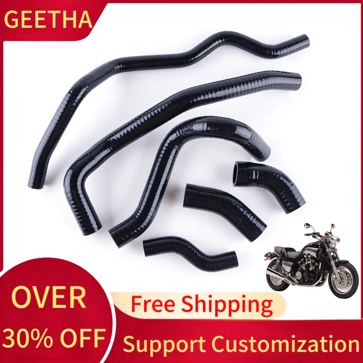 For 1985-2007 YAMAHA VMX 1200 V-MAX Motorcycle Silicone Radiator Coolant Hose Pipe Kit