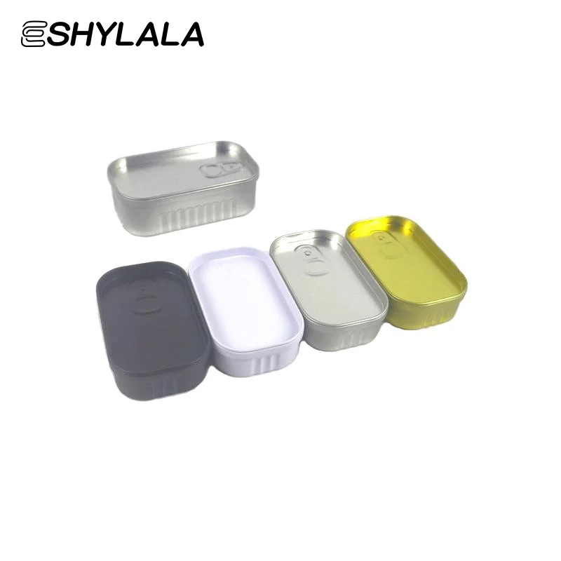 Tinplate Mini Metal Box Creative Sardine Can Shaped Storage Box Portable Metal Material Jewelry Pill Cases Portable Tin Boxes