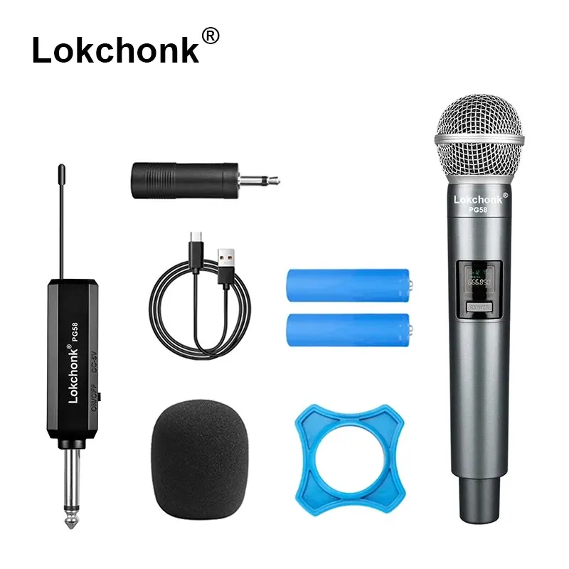 PG58 Wireless Microphone 2 Channels UHF Fixed Frequency Handheld Mic Micphone For Party Karaoke Professional Church Show Meeting