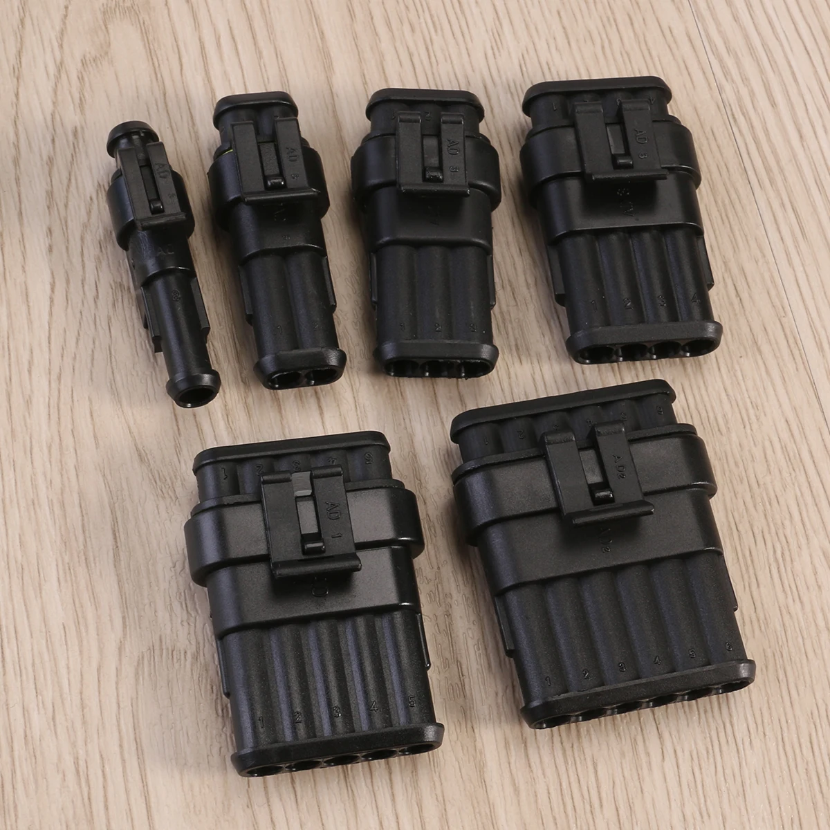 

10 Kit 4 Pin Way AMP IP67 Waterproof Connector PA66 Nylon Housing Terminal Sockets Conn Plug 1.5mm -14AWG Black