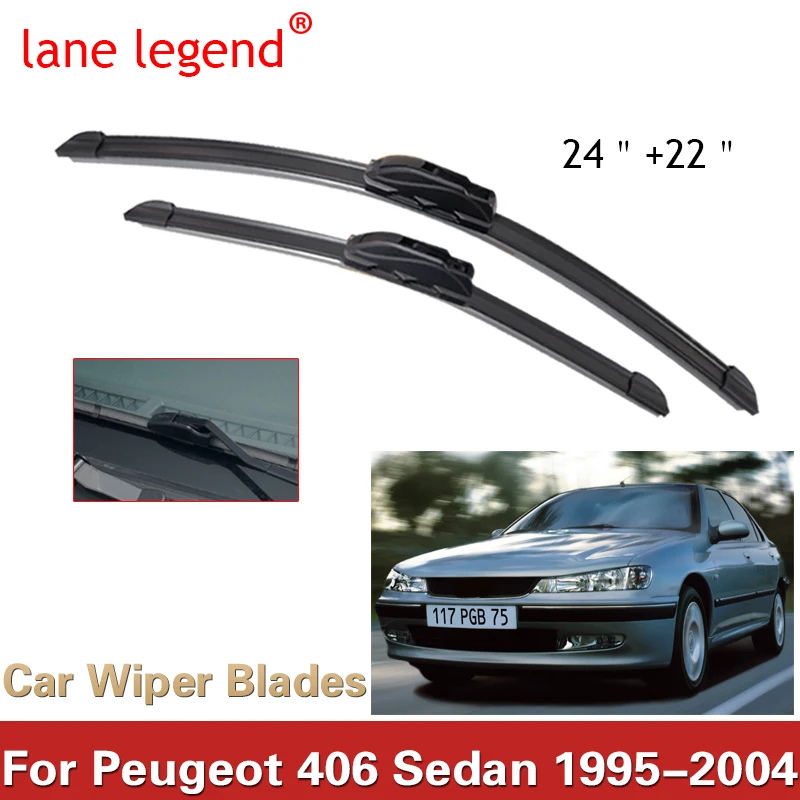 

Car Wiper Blade Front Window Windscreen Windshield Wipers Blades J hook Auto Accessories For Peugeot 406 Sedan 24"+22" 1995-2004