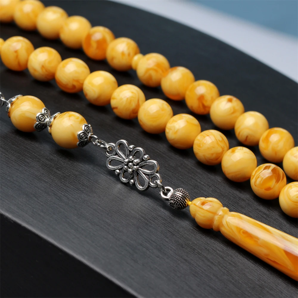 Tasbih muzułmański bursztynowy różaniec materiał żywiczny Islam różaniec handmade biżuteria Misbaha Sibaha Tasbeeh