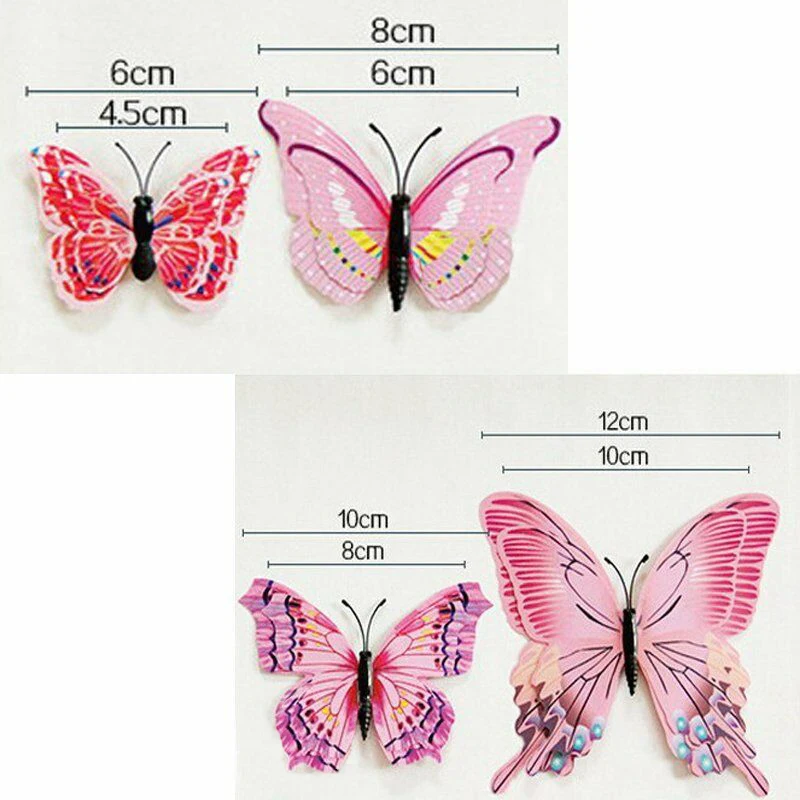 12Pcs 3D PVC Wall Sticker Butterfly Children\\\'s Room Home Background Wall Decoration Living Room Bedroom Home Decoration