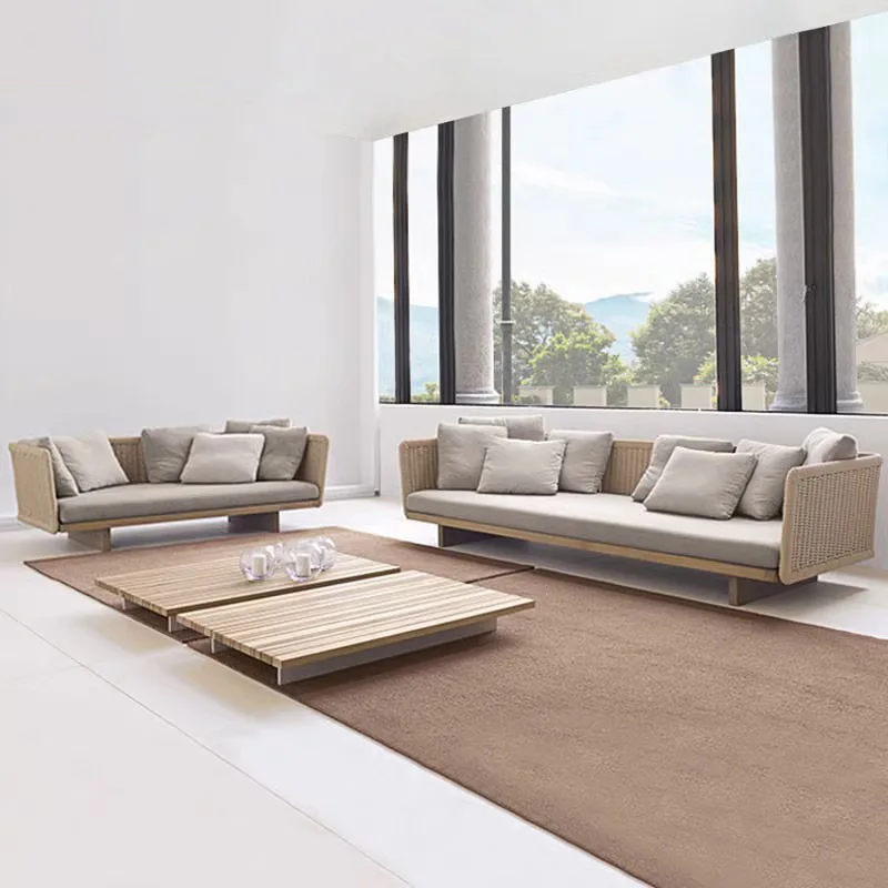 

Customizable Nordic Outdoor Solid Wood Rattan Sofa