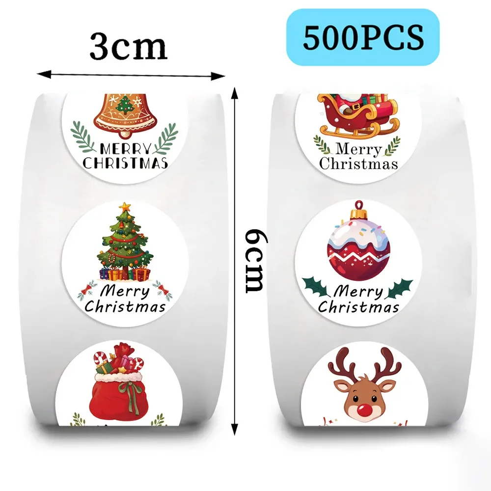 Festive Christmas Wrapping Sealing Labels 500 Sheets Per Roll Roll‑Type Stickers for Package Decoration RecordingYourLife Store