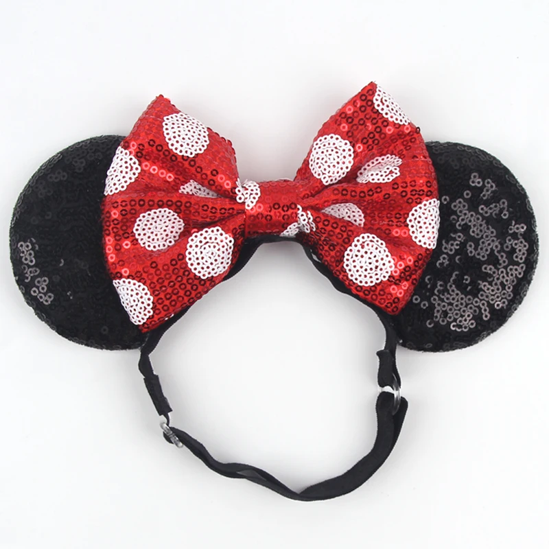 2026 Disney 3.3"Minnie Mickey Ear Elastic Headbands For Newborn Fashion Glitter Adjusted Hairband Baby DIY Hair Accessories
