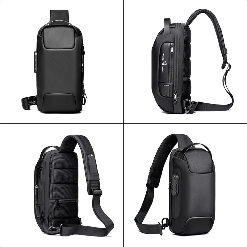 【USB Charging】WEIXIER Brand Men's Chest Bag Crossbody 2021 New Fashion Waterproof Anti-theft Lock Messenger Shoulder Sports